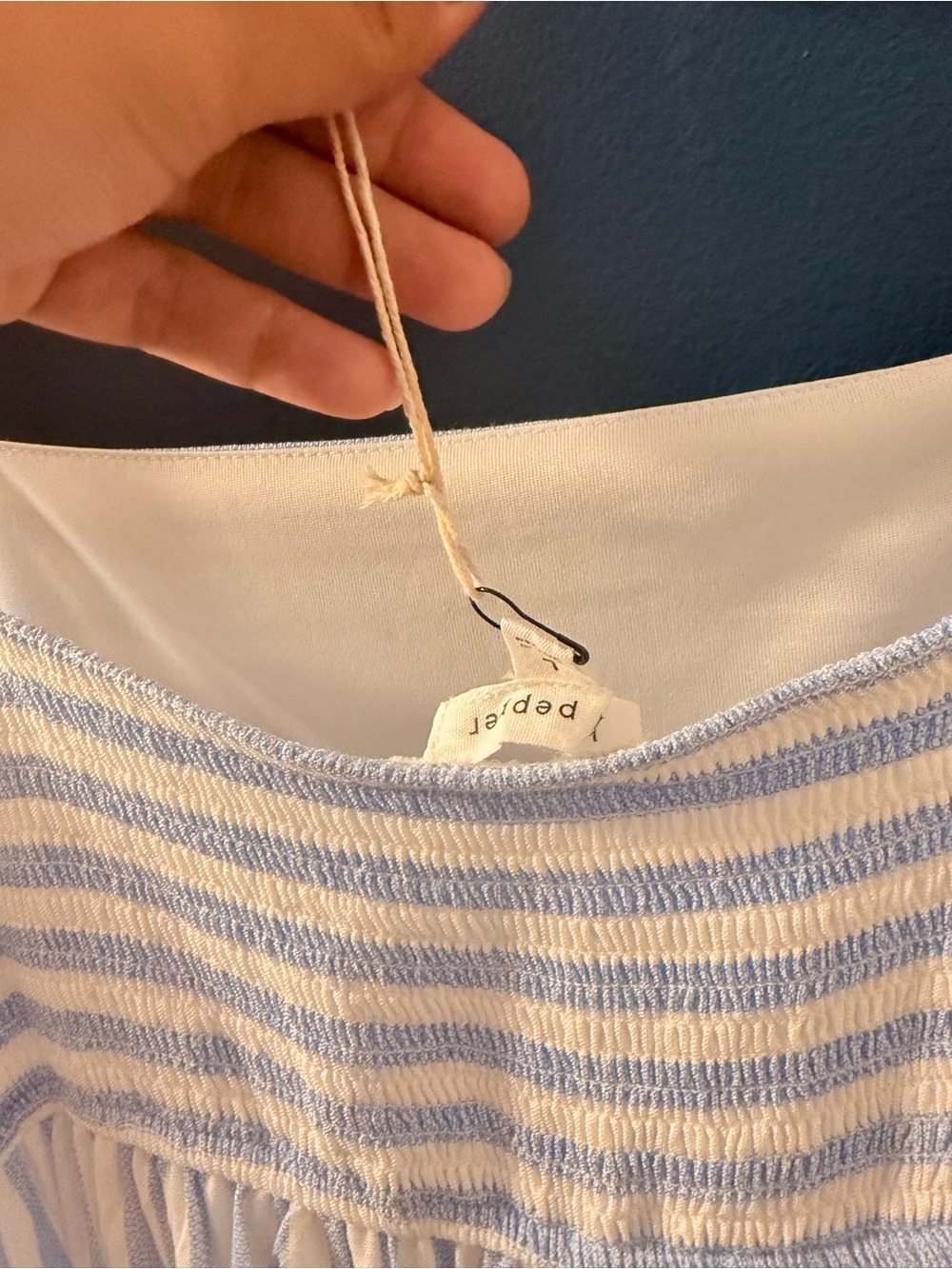 Striped Tie-Shoulder Maxi Dress - Light Blue & White - Picture 3 of 4